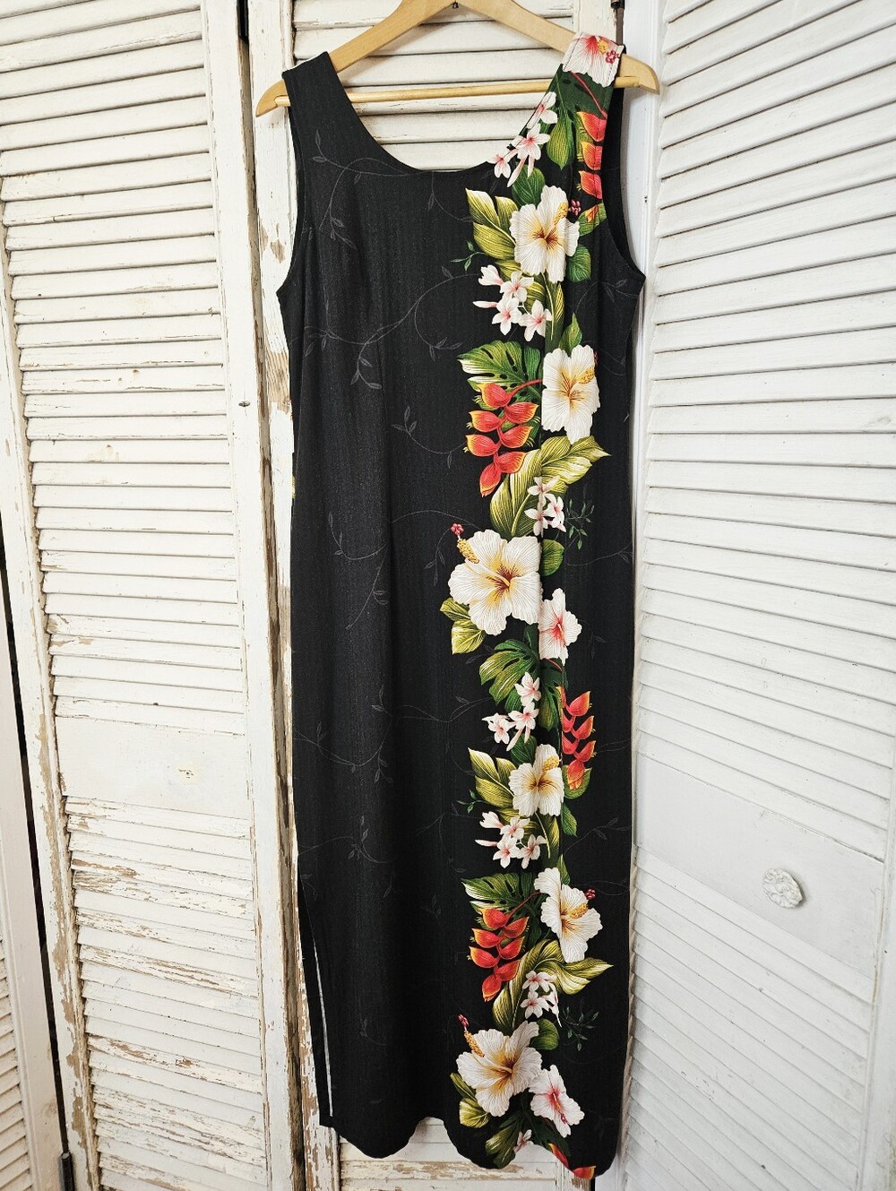 Vintage 90s Lava Hut Hawaiian Floral Print Shift Dress Midi/Maxi Small